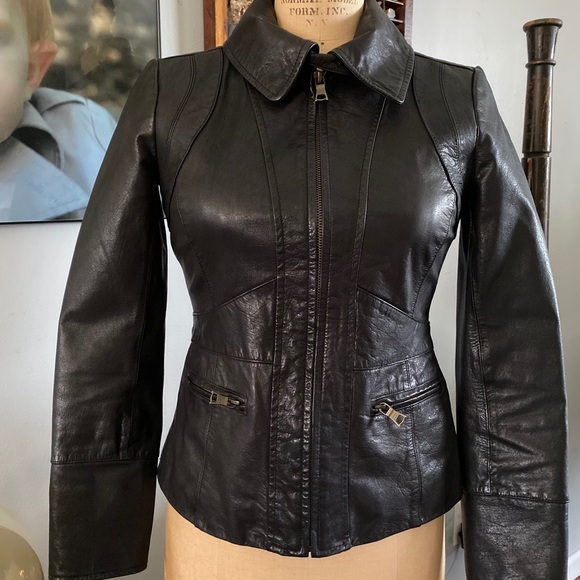 Banana Republic Shearling leather Moto jacket XS - Picture 8 of 12